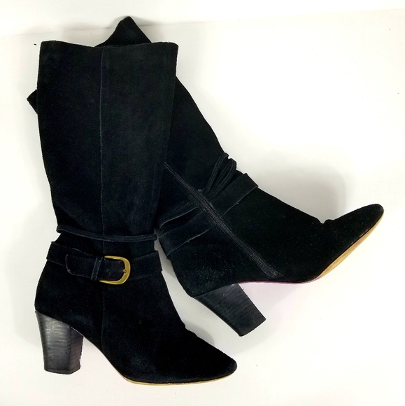 TWIGGY LONDON BLACK SUEDE HIGH HEEL BOOTS SIZE 8M - Picture 2 of 7